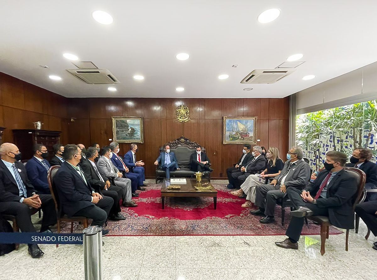 PLP 150/20: Presidente do Congresso Nacional Rodrigo Pacheco e Senador Alexandre Silveira recebem representantes da segurança pública em Brasília